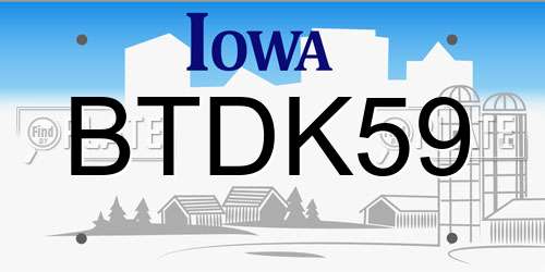 BTDK59 Iowa License Plate