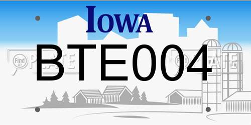 BTE004 Iowa License Plate