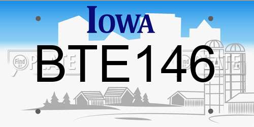 BTE146 Iowa License Plate