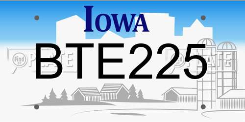 BTE225 Iowa License Plate