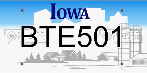 BTE501 Iowa License Plate