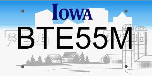 BTE55M Iowa License Plate
