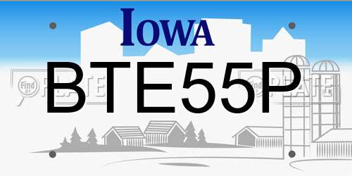 BTE55P Iowa License Plate