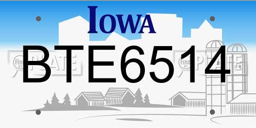 BTE6514 Iowa License Plate