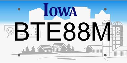 BTE88M Iowa License Plate