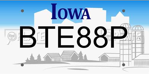BTE88P Iowa License Plate