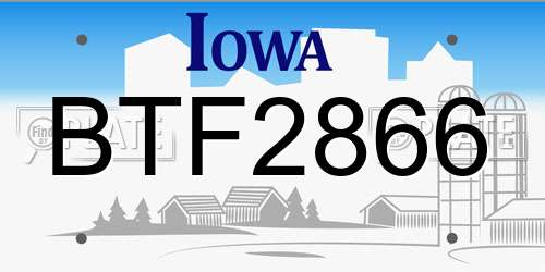 BTF2866 Iowa License Plate