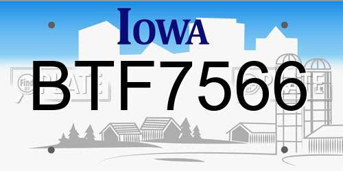 BTF7566 Iowa License Plate