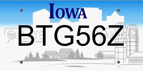 BTG56Z Iowa License Plate