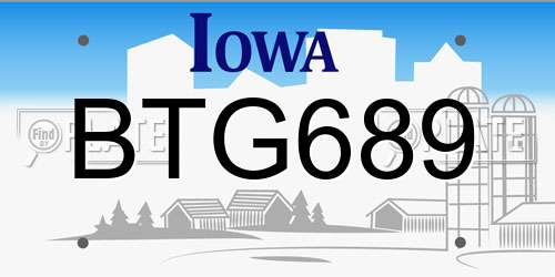 BTG689 Iowa License Plate