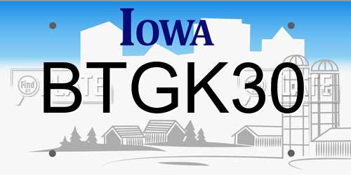 BTGK30 Iowa License Plate