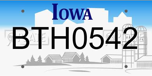 BTH0542 Iowa License Plate