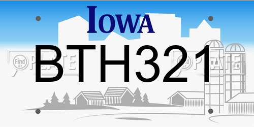 BTH321 Iowa License Plate
