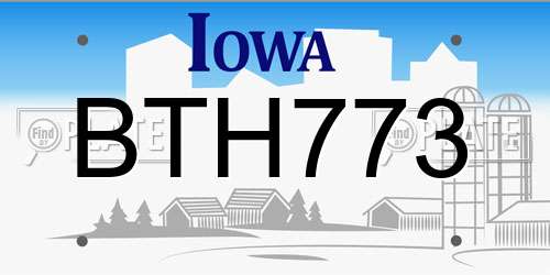 BTH773 Iowa License Plate