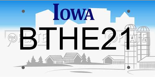 BTHE21 Iowa License Plate