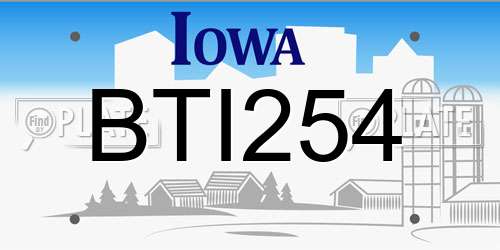 BTI254 Iowa License Plate