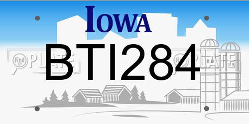 BTI284 Iowa License Plate