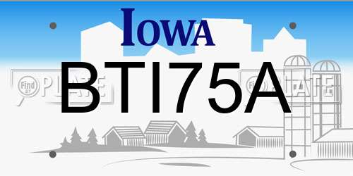 BTI75A Iowa License Plate