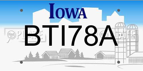 BTI78A Iowa License Plate