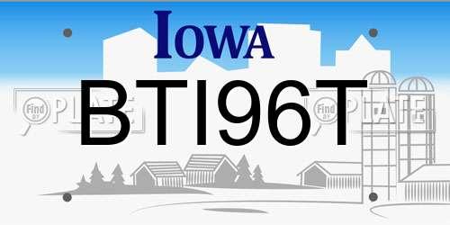 BTI96T Iowa License Plate