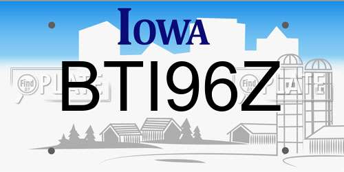 BTI96Z Iowa License Plate