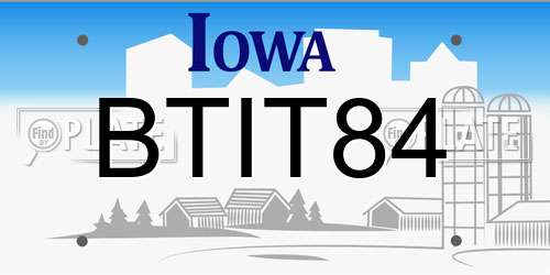 BTIT84 Iowa License Plate