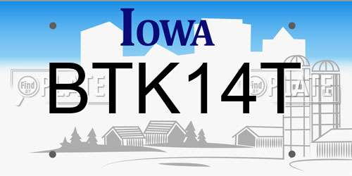 BTK14T Iowa License Plate
