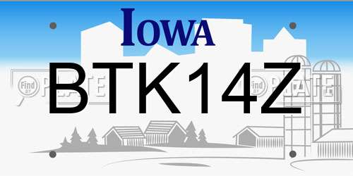 BTK14Z Iowa License Plate
