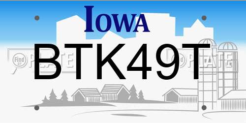 BTK49T Iowa License Plate