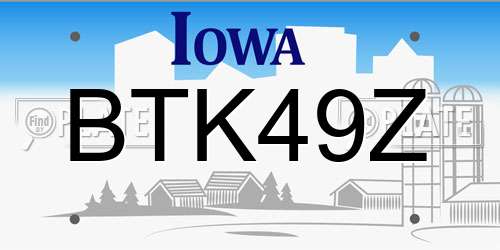 BTK49Z Iowa License Plate