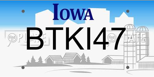 BTKI47 Iowa License Plate