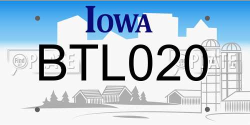 BTL020 Iowa License Plate