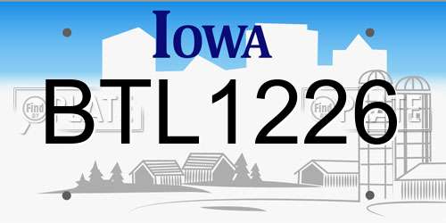 BTL1226 Iowa License Plate