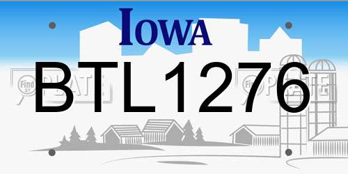 BTL1276 Iowa License Plate