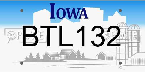 BTL132 Iowa License Plate