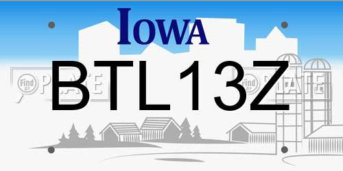 BTL13Z Iowa License Plate