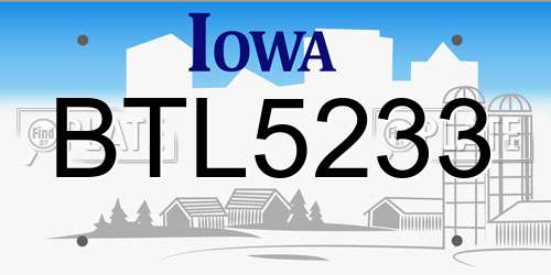 BTL5233 Iowa License Plate