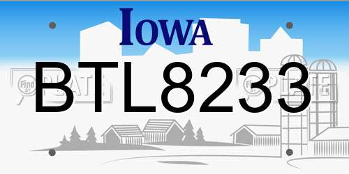 BTL8233 Iowa License Plate