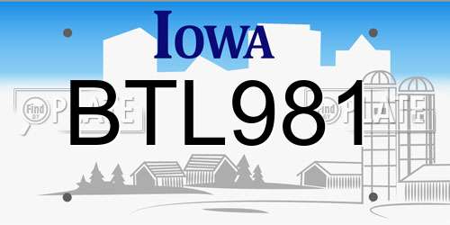 BTL981 Iowa License Plate