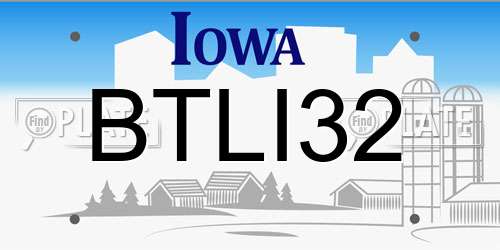BTLI32 Iowa License Plate