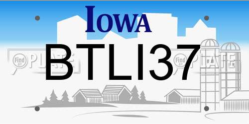 BTLI37 Iowa License Plate