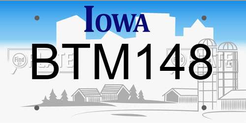 BTM148 Iowa License Plate