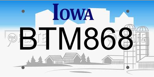 BTM868 Iowa License Plate