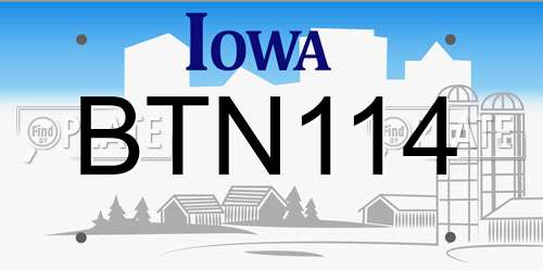BTN114 Iowa License Plate