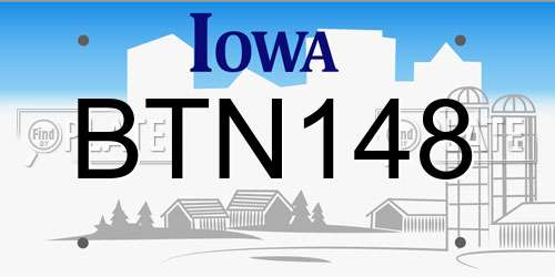 BTN148 Iowa License Plate