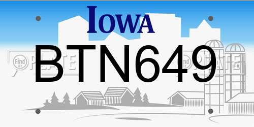 BTN649 Iowa License Plate