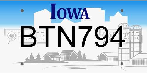 BTN794 Iowa License Plate