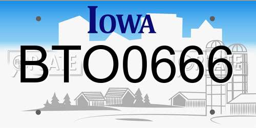 BTO0666 Iowa License Plate