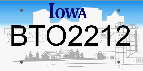 BTO2212 Iowa License Plate