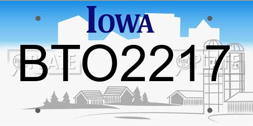 BTO2217 Iowa License Plate